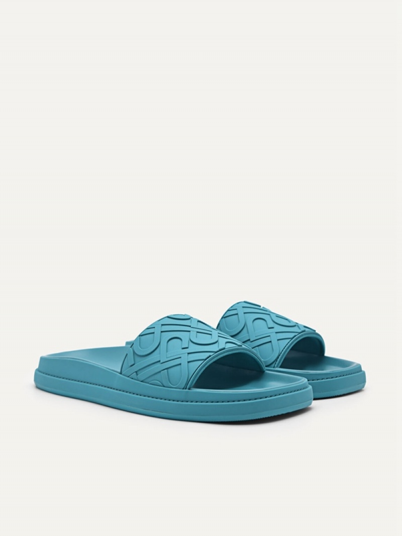 Blue Women's Pedro Icon Embossed Sandals | GTIZPY-408