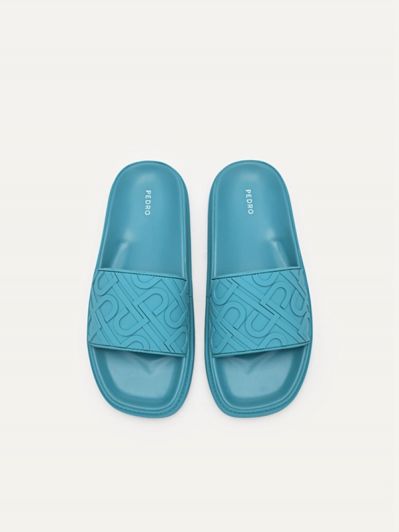 Blue Women's Pedro Icon Embossed Sandals | GTIZPY-408