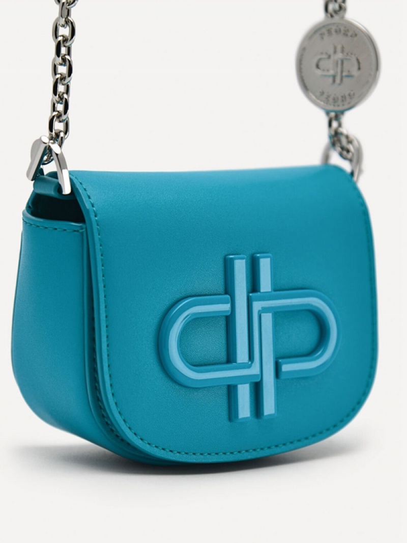 Blue Women's Pedro Icon Leather Micro Sling Pouches | XMEWUY-897