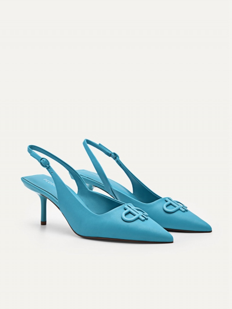 Blue Women's Pedro Icon Leather Slingback Pumps | RVFBZM-319