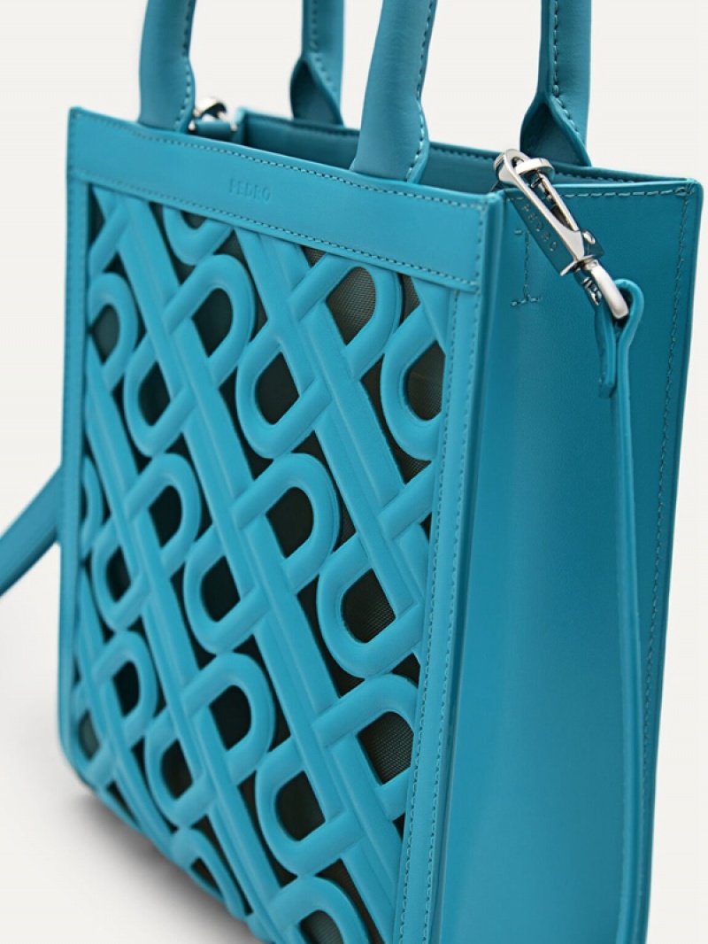 Blue Women's Pedro Icon Leather Tote Bag | SJZVTE-760