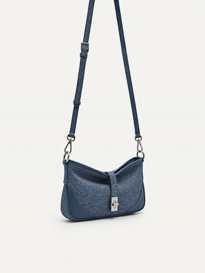 Blue Women's Pedro Ruched Shoulder Bags | RIHSDC-045