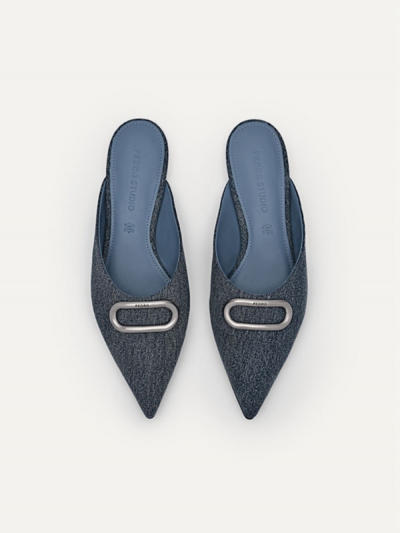 Blue Women's Pedro Studio Kate Fabric Mules | HUQPZE-859