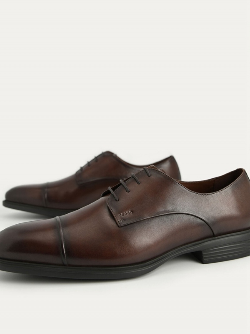 Brown Men's Pedro Altitude Leather Toe Derby Shoes | SDIRUA-086