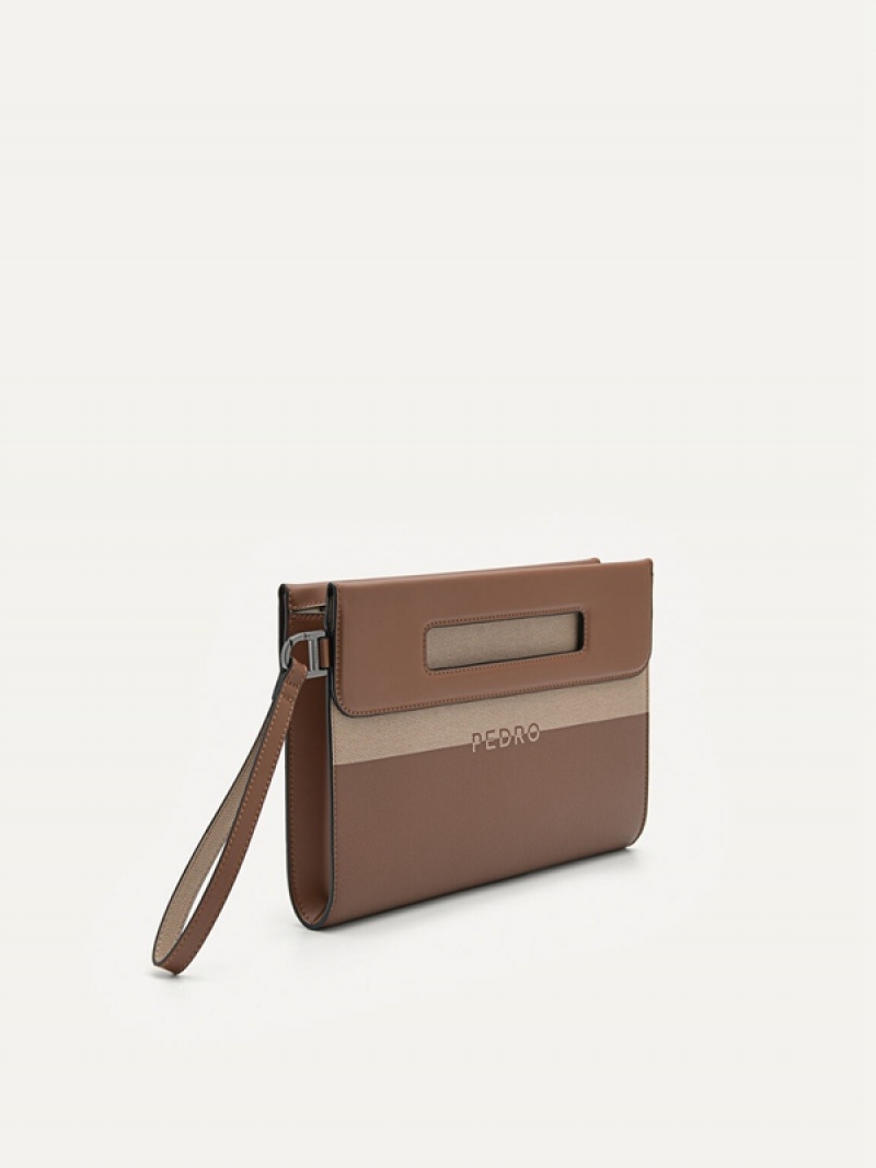 Brown Men's Pedro Asbel Clutch Bag | UAIQSC-726