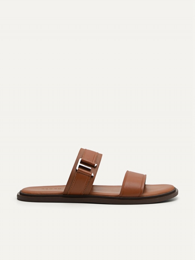 Brown Men\'s Pedro Band Slides | GFHWIM-130