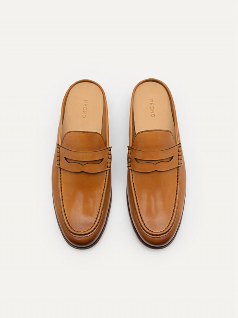 Brown Men's Pedro Blake Leather Slip-On Loafers | HEOBSZ-961