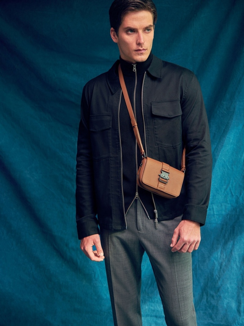 Brown Men's Pedro Boxy Crossbody Bag | VSGDPW-918