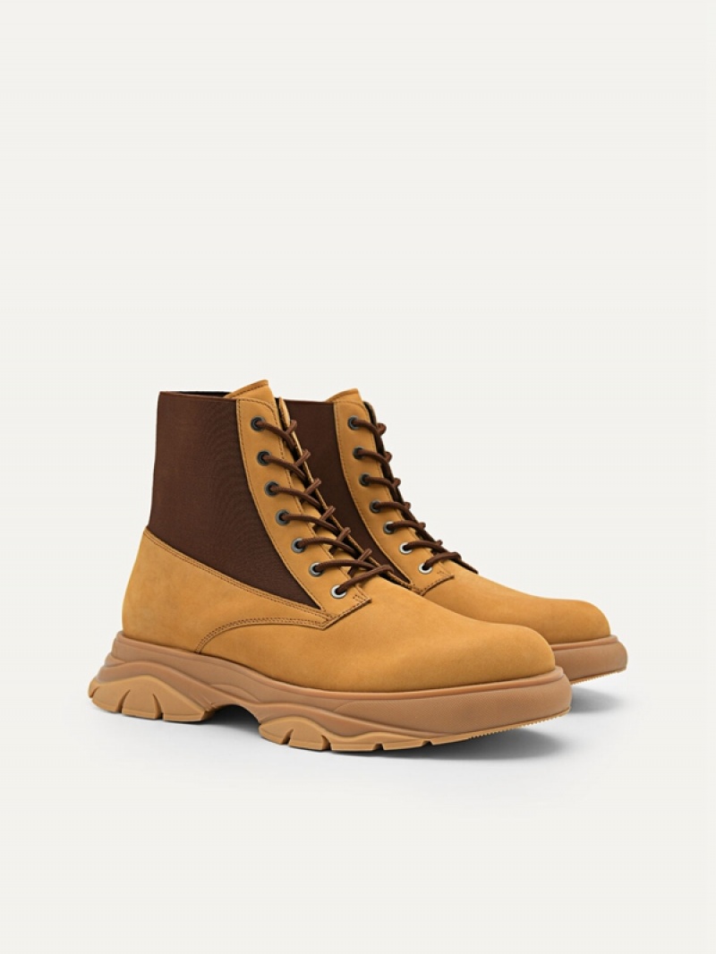 Brown Men's Pedro Hybrix Leather Boots | XPNLEF-487