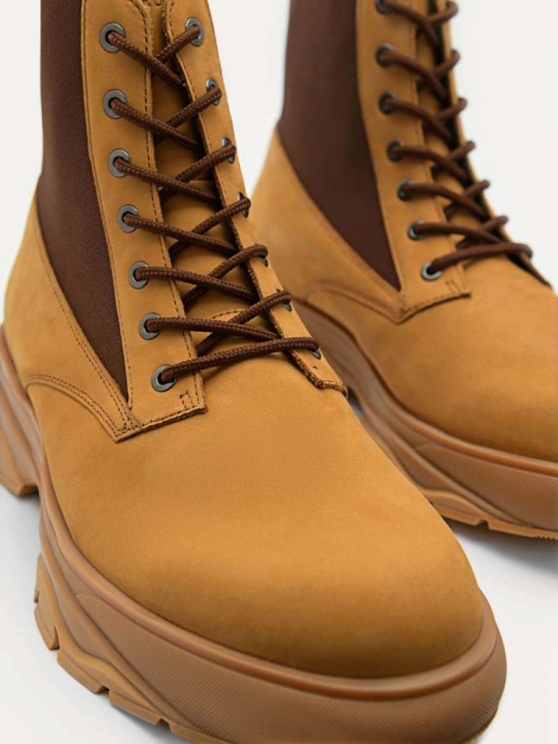 Brown Men's Pedro Hybrix Leather Boots | XPNLEF-487