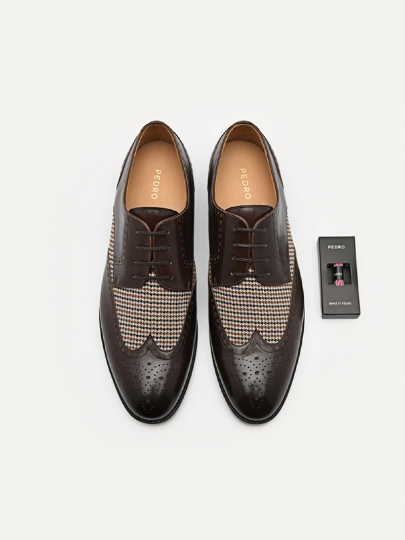 Brown Men's Pedro Icon Leather Brogue Derby Shoes | ZRCDEM-802