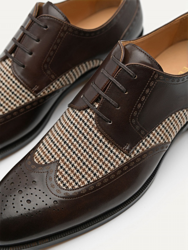 Brown Men's Pedro Icon Leather Brogue Derby Shoes | ZRCDEM-802