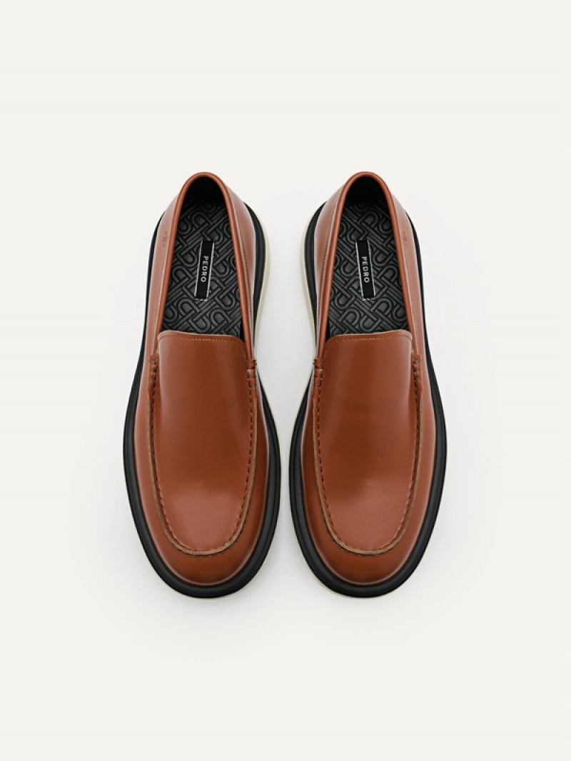 Brown Men's Pedro Icon Leather Loafers | GLVRIT-758