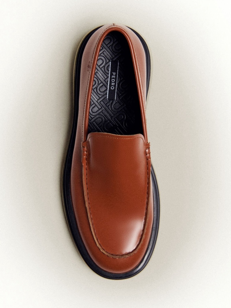 Brown Men's Pedro Icon Leather Loafers | GLVRIT-758