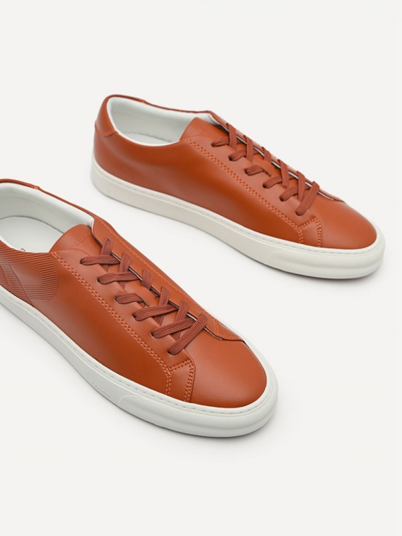 Brown Men's Pedro Icon Ridge Court Sneakers | ETPRHM-358