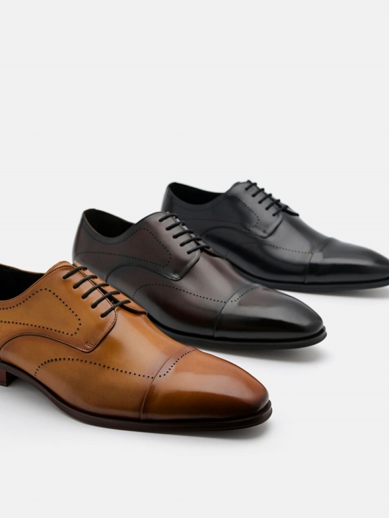 Brown Men's Pedro Leather Brogue Derby Shoes | MCURZB-753