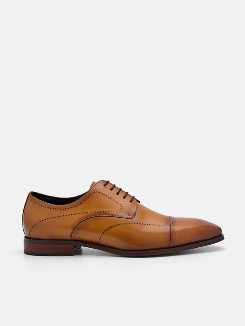 Brown Men\'s Pedro Leather Brogue Derby Shoes | MCURZB-753