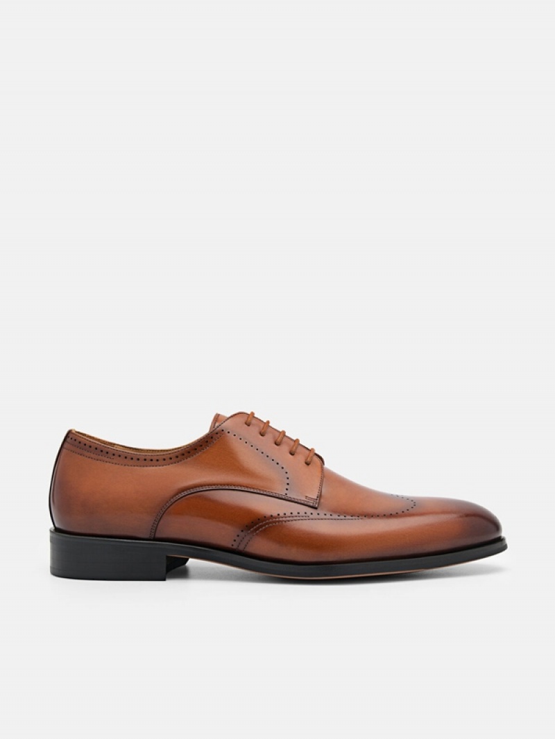 Brown Men\'s Pedro Leather Brogue Derby Shoes | PIRUMH-705