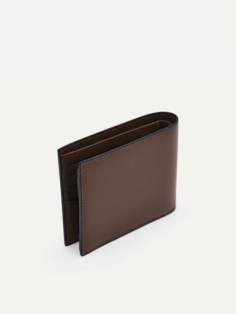 Brown Men's Pedro Leather Coin Bifold Wallet | TRUPNY-982