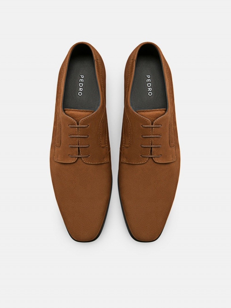 Brown Men's Pedro Leather Derby Shoes | HNEWCZ-645