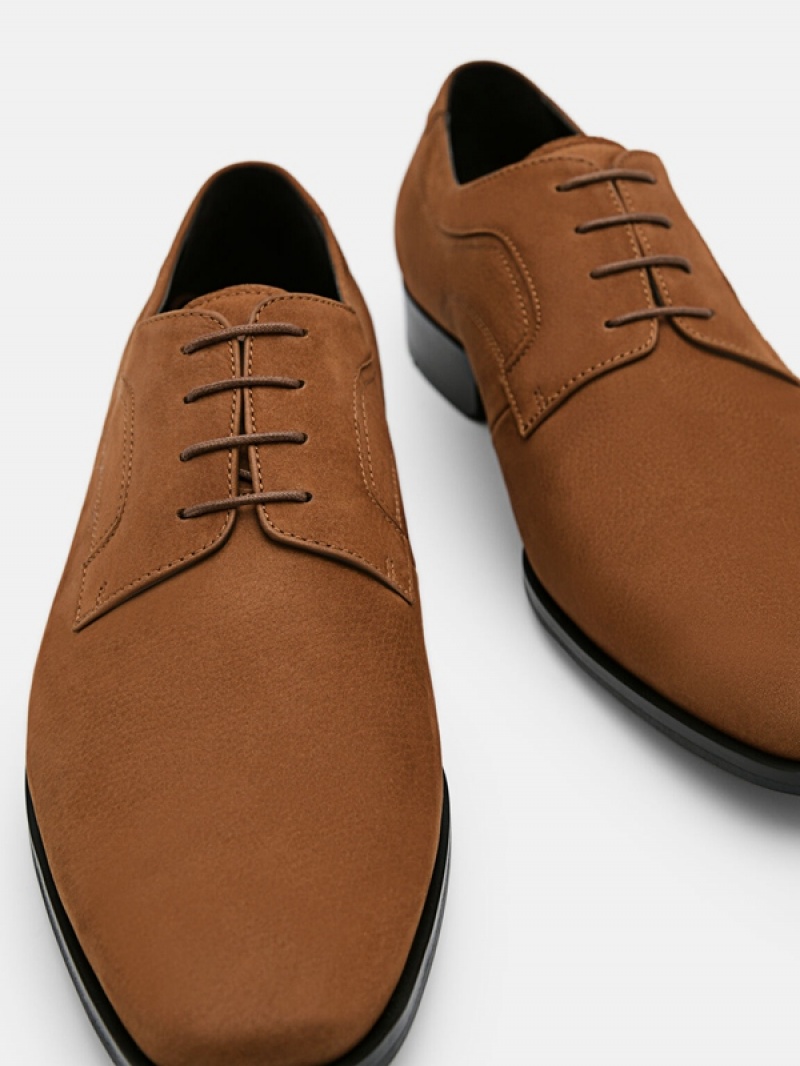 Brown Men's Pedro Leather Derby Shoes | HNEWCZ-645