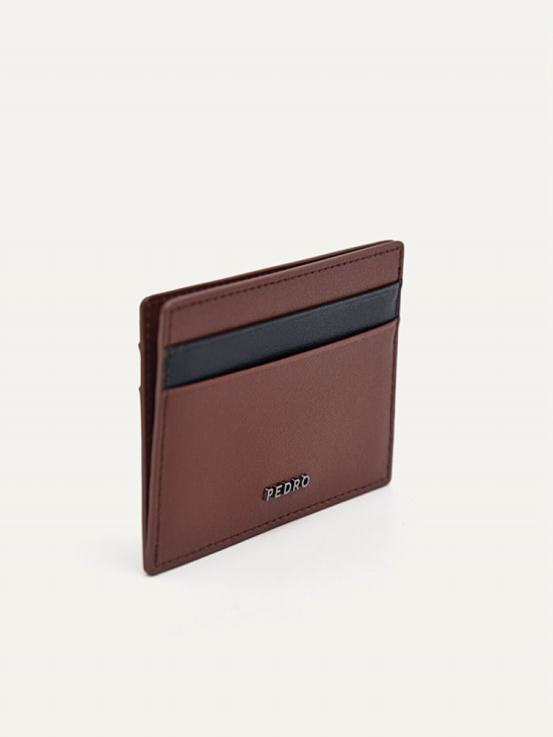 Brown Men's Pedro Leather Flat Card Holder | YANBRO-167