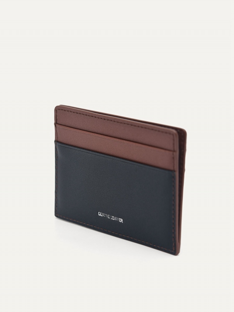 Brown Men's Pedro Leather Flat Card Holder | YANBRO-167