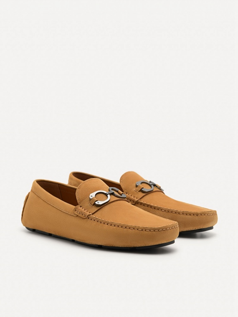 Brown Men's Pedro Leather Horsebit Moccasins | YDCFWL-381