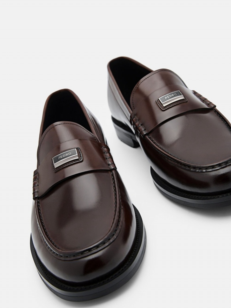 Brown Men's Pedro Leather Loafers | JHNBVX-702