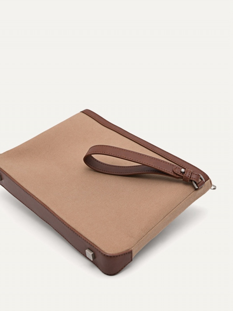 Brown Men's Pedro Monochrome Clutch Bag | SJUVFQ-318