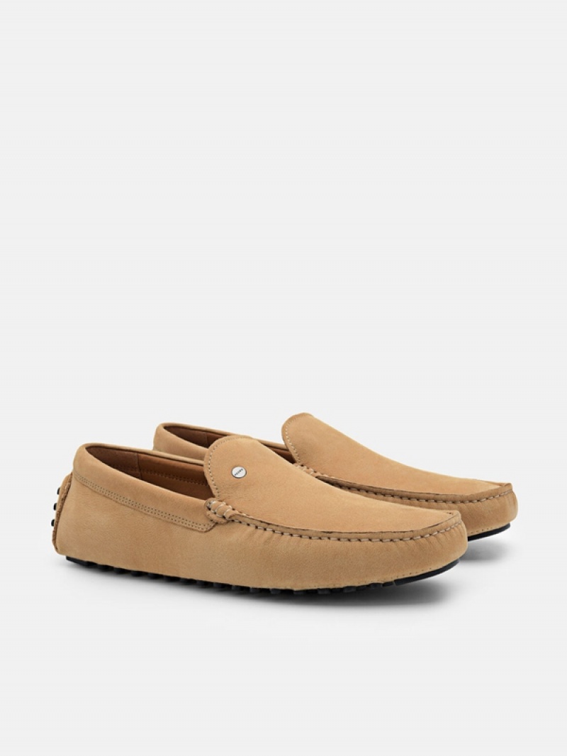 Brown Men's Pedro Nubuck Moccasins | PSXLBT-690