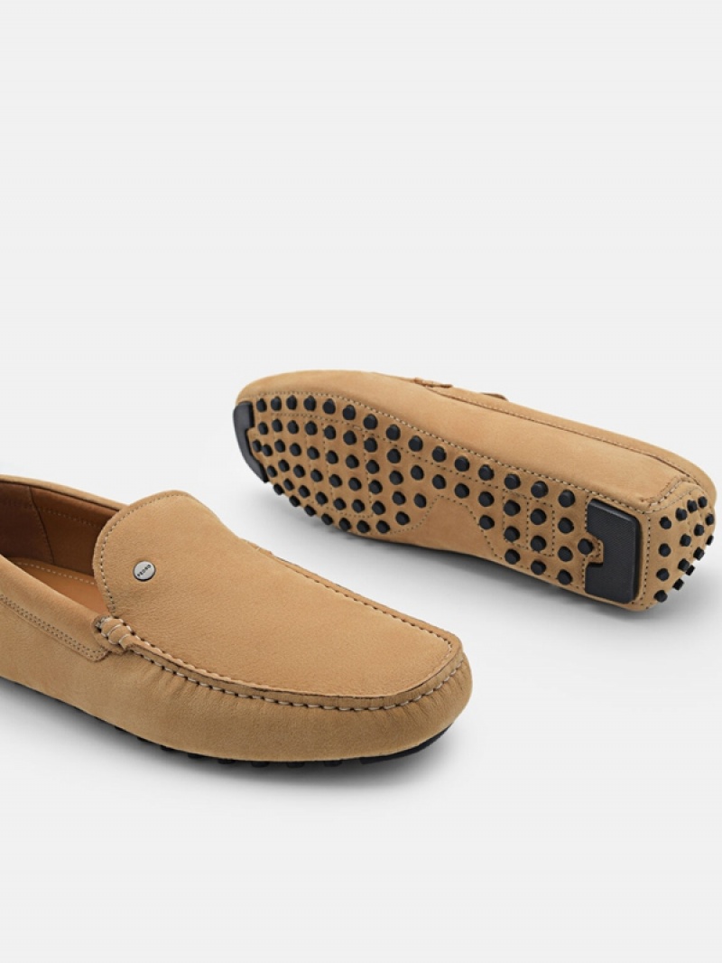 Brown Men's Pedro Nubuck Moccasins | PSXLBT-690