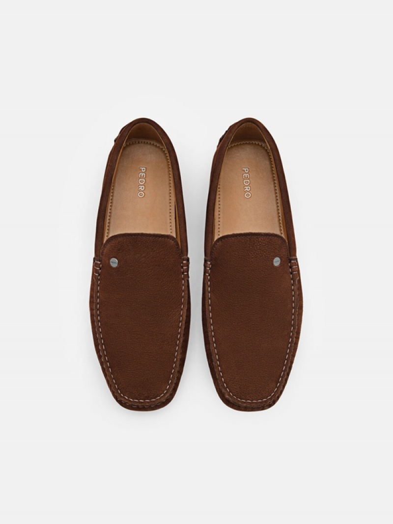 Brown Men's Pedro Nubuck Moccasins | UXZGQO-053