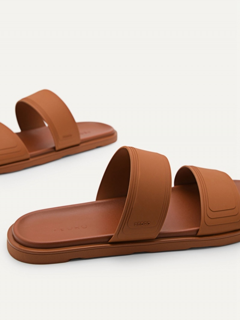 Brown Men's Pedro Pascal Slides | MEVIUX-387