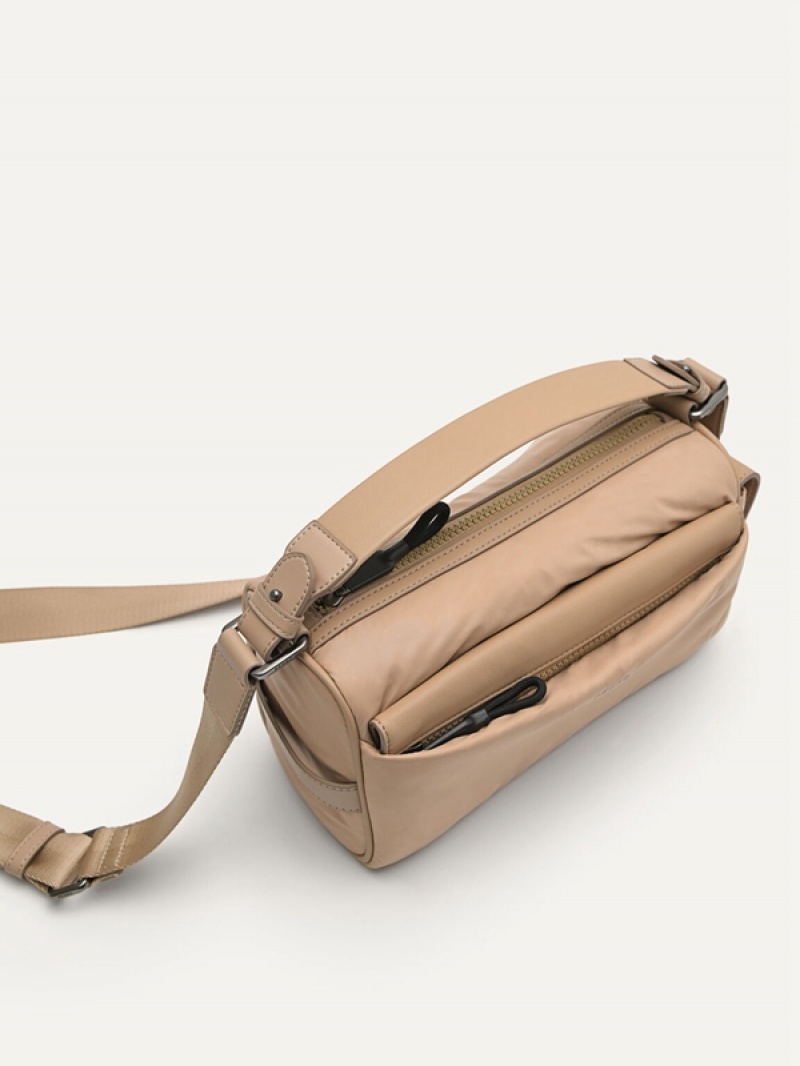 Brown Men's Pedro Plush Nylon Sling Bag | CIJWAF-831