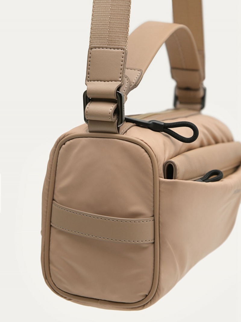 Brown Men's Pedro Plush Nylon Sling Bag | CIJWAF-831