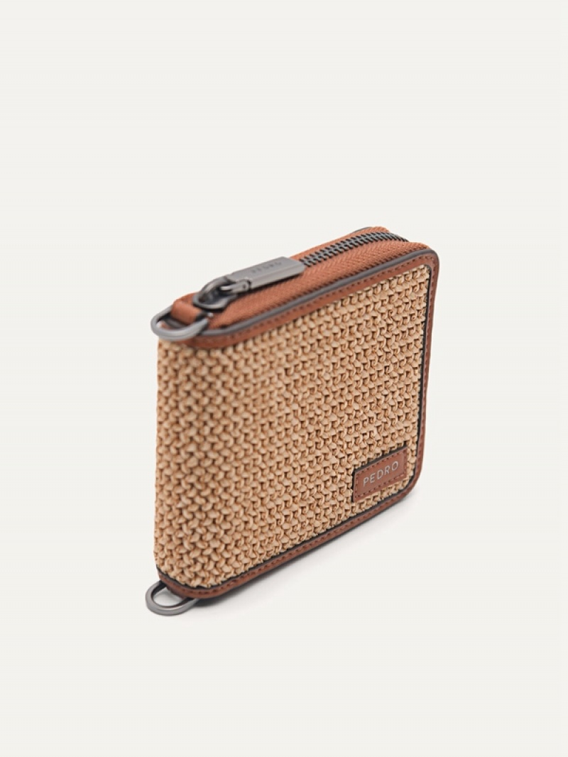 Brown Men's Pedro Raffia Wallet | UGSAHJ-802