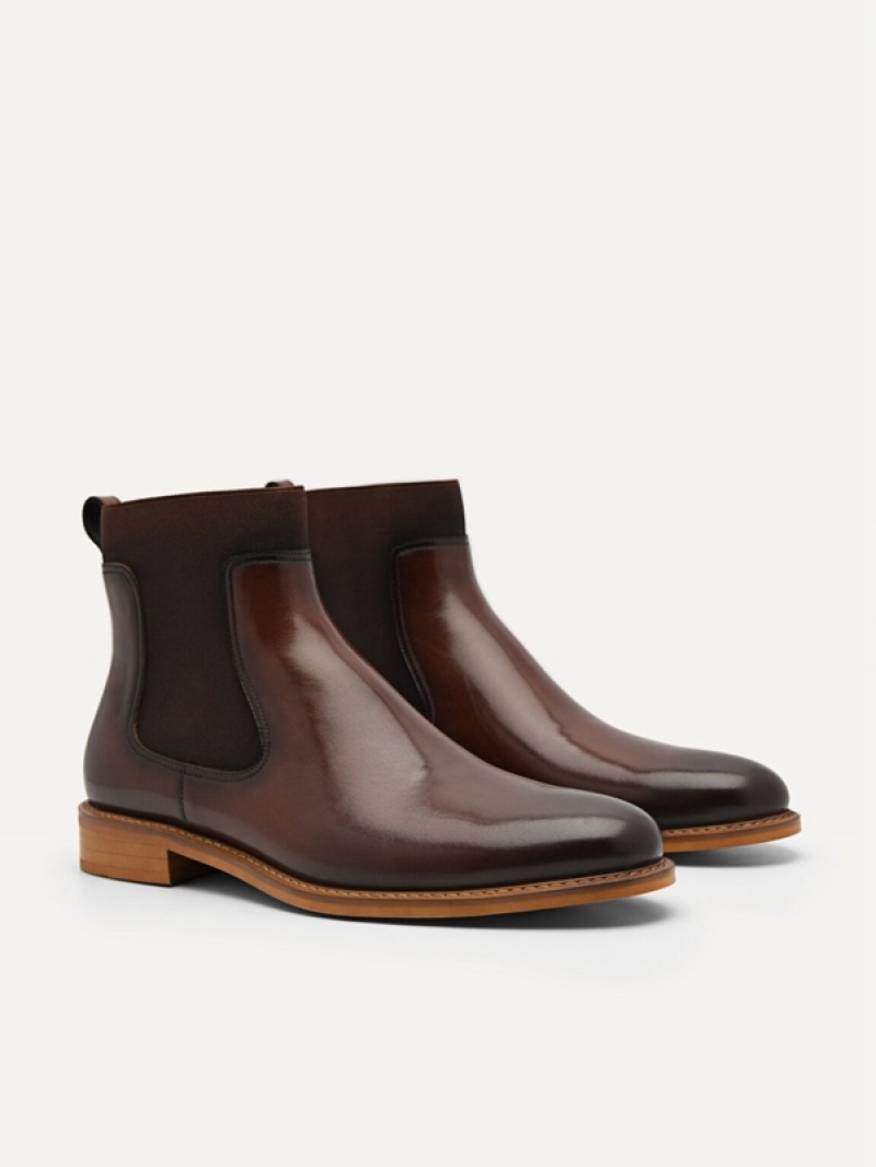 Brown Men's Pedro Sonny Leather Chelsea Boots | VLEKRF-126