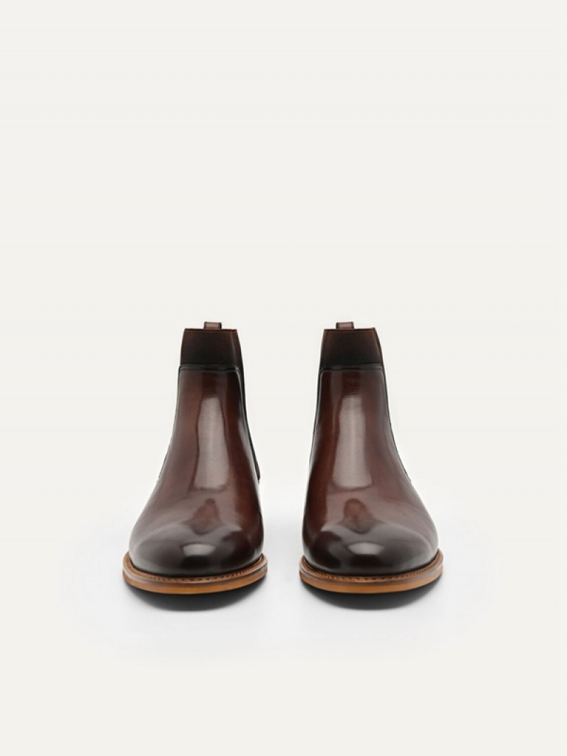 Brown Men's Pedro Sonny Leather Chelsea Boots | VLEKRF-126