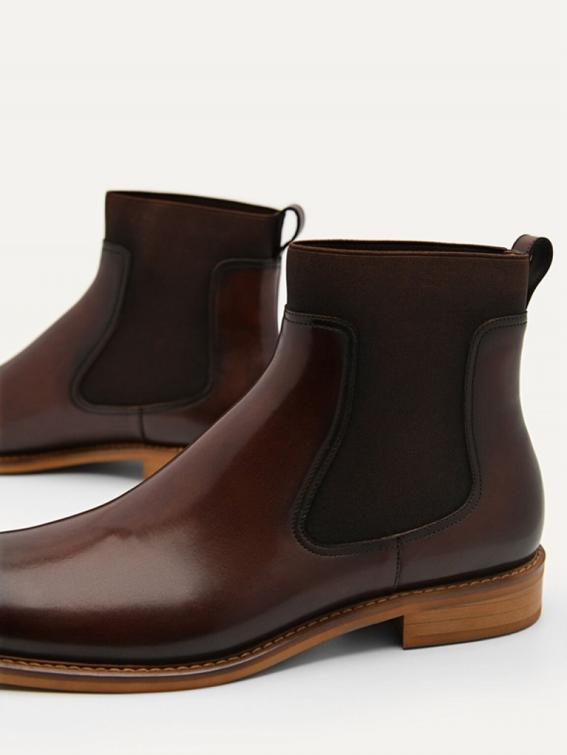 Brown Men's Pedro Sonny Leather Chelsea Boots | VLEKRF-126