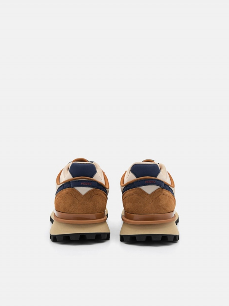 Brown Men's Pedro Stream Suede Sneakers | NXYVJT-548