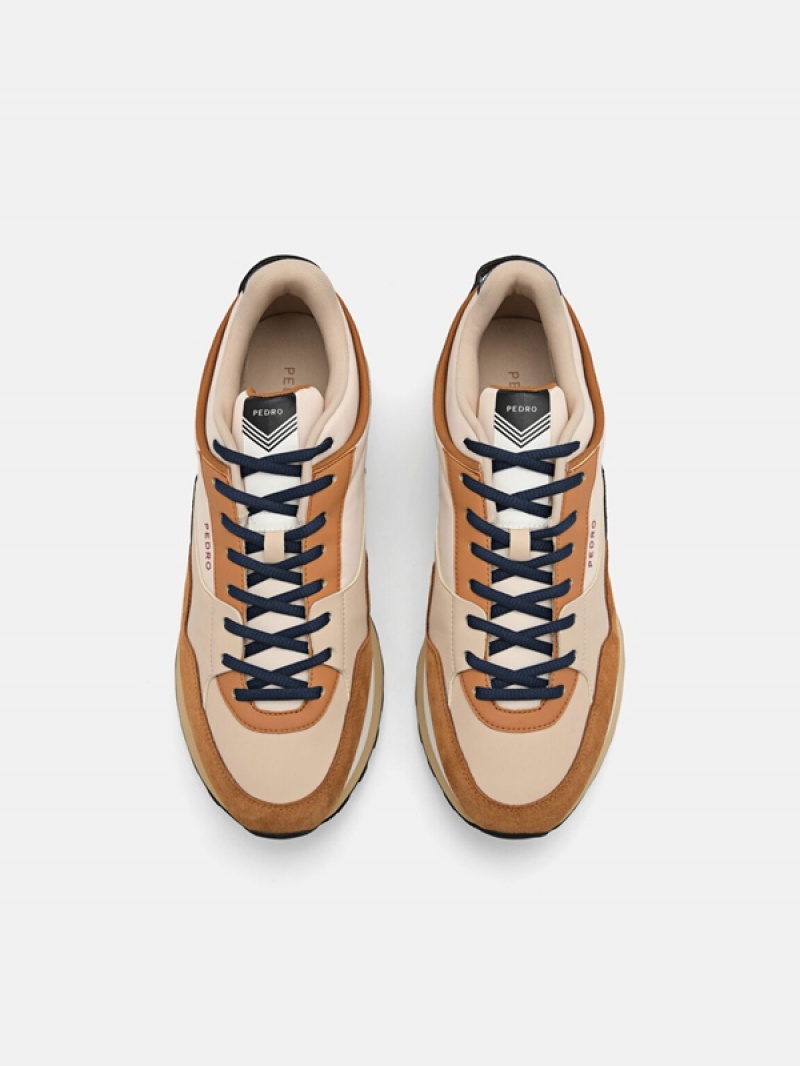 Brown Men's Pedro Stream Suede Sneakers | NXYVJT-548