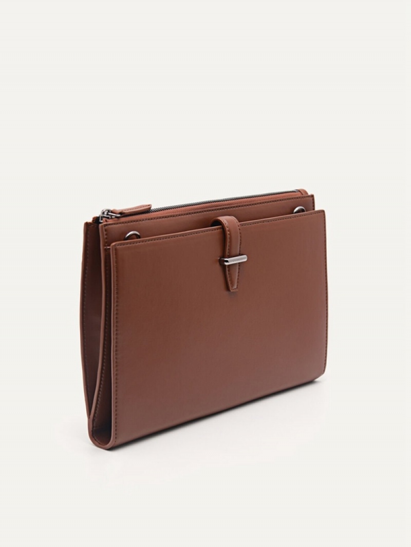 Brown Men's Pedro Tenffyi Clutch Bag | CBRKDV-815