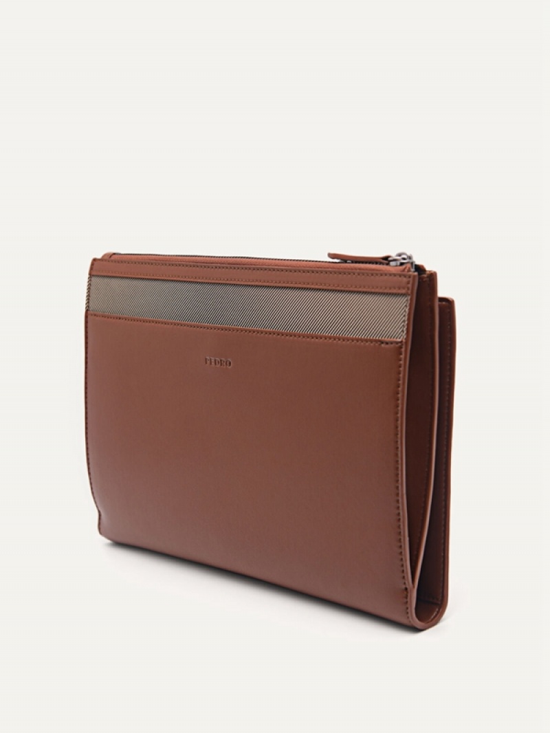 Brown Men's Pedro Tenffyi Clutch Bag | CBRKDV-815