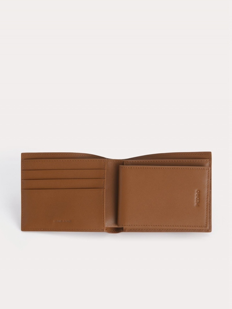 Brown Men's Pedro Textured Leather with Insert Bifold Wallet | CJZNQT-538