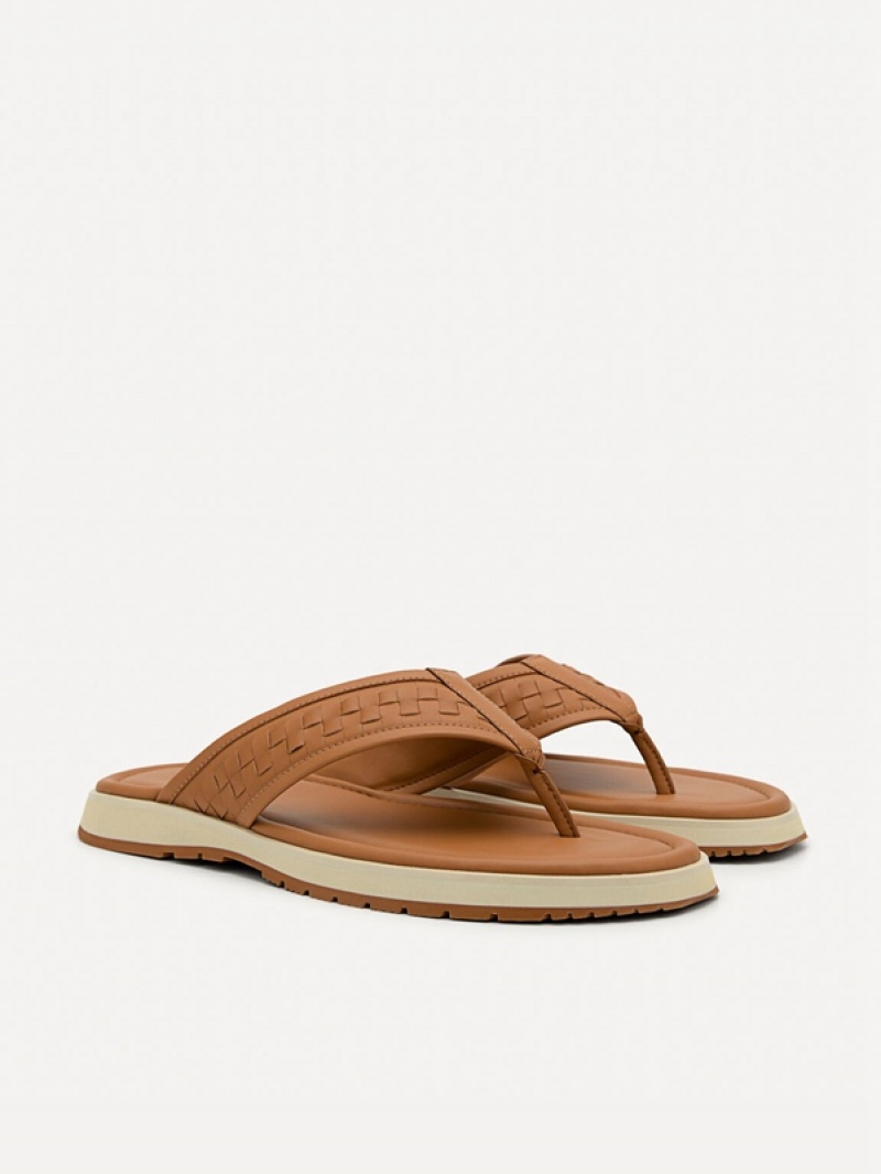 Brown Men's Pedro Woven Thong | PETMQZ-857