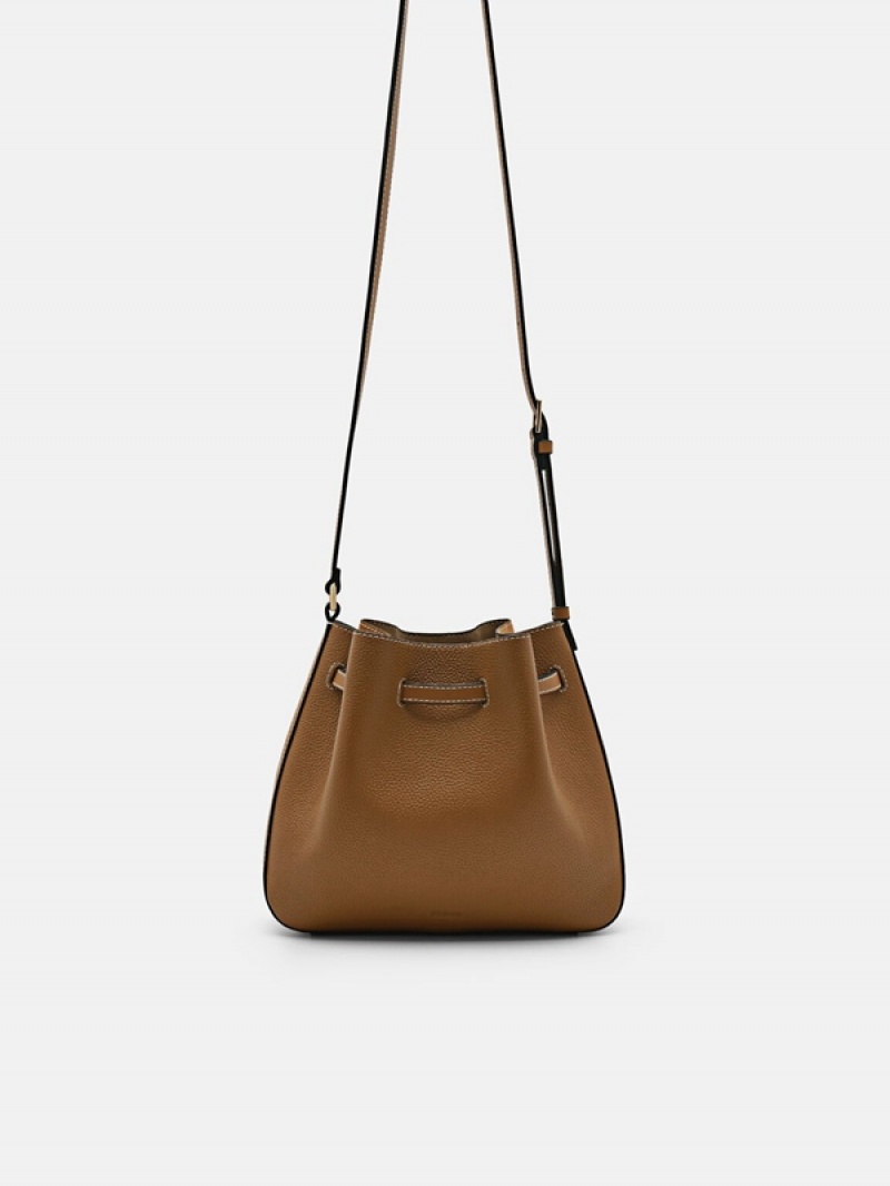 Brown Women's Pedro Helix Leather Bucket Bags | CSIPWM-680