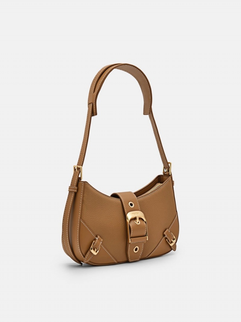 Brown Women's Pedro Helix Leather Shoulder Bags | YTSEDQ-903