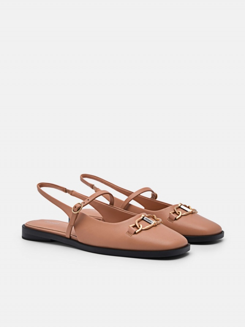 Brown Women's Pedro Jean Leather Slingback Sandals | SUNAPO-708