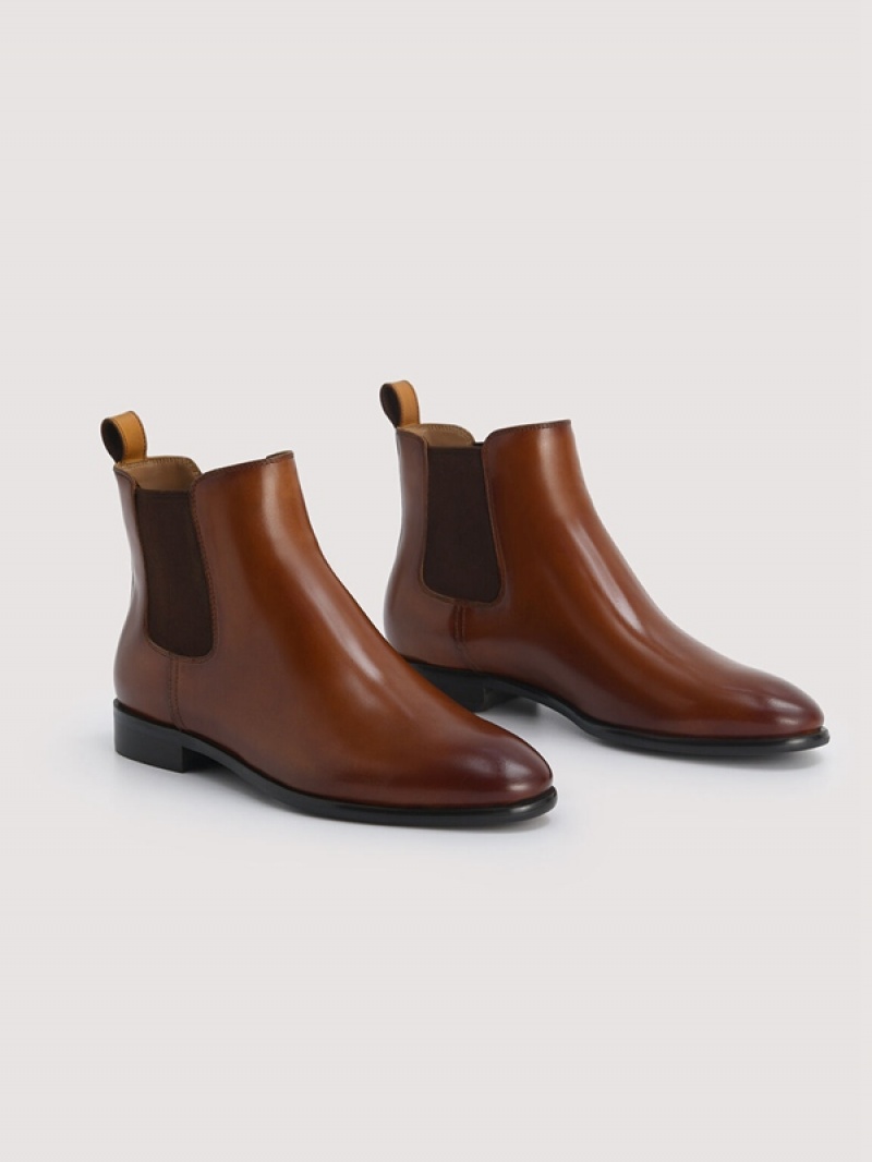 Brown Women's Pedro Meg Leather Chelsea Boots | PNJKHY-619